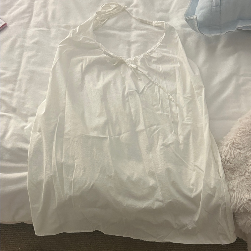 Lightweight White Tie-Neck Blouse